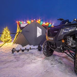 ice shelter with xmas lights