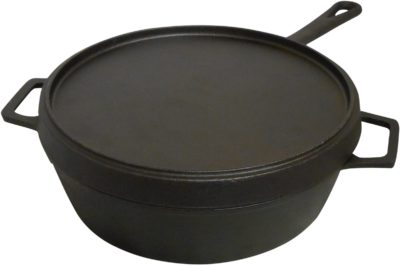 King Kooker Pre-seasoned 5-Qt. Cast-Iron Fryer with Double-Sided Griddle/Lid
