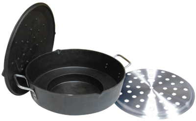 King Kooker 9-Qt. Pre-Seasoned Cast-Iron Unique Deep Fryer Dutch Oven with Steam Plate