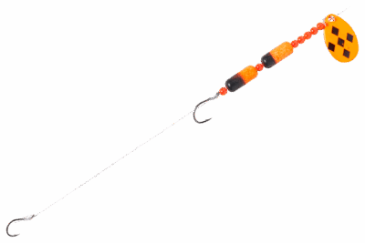 Bass Pro Shops Walleye Angler Indiana Blade Floating Walleye Spinner Harness Rig 2-Pack - 36" - Orange/Black Diamonds