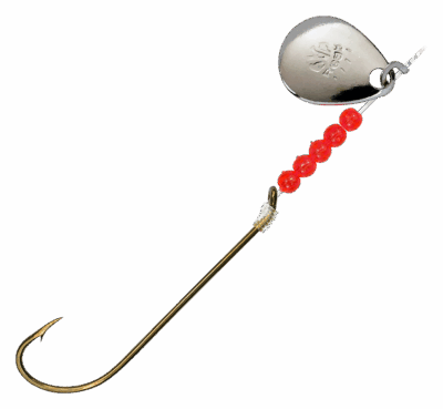 Bear Paw Tackle Flicker Snelled Hook - Bronze Hook/Nickel Blade - #6