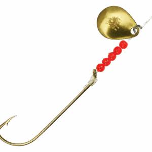 Bear Paw Tackle Flicker Snelled Hook - Gold Hook/Gold Blade - #6