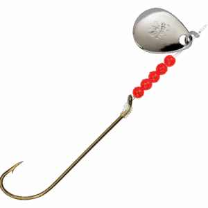 Bear Paw Tackle Flicker Snelled Hook - Bronze Hook/Nickel Blade - #8