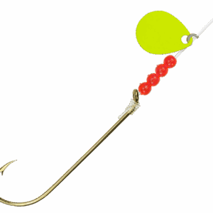 Bear Paw Tackle Flicker Snelled Hook - Gold Hook/Flourescent Yellow Blade - #6