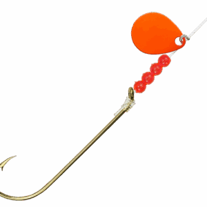 Bear Paw Tackle Flicker Snelled Hook - Gold Hook/Flourescent Orange Blade - #6