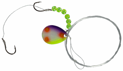 Bass Pro Shops XPS Walleye Spinner Harness Rig 3-Pack - #3 Blade - Stud Muffin Glow