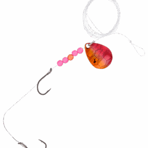 Bass Pro Shops XPS Hex Foil Walleye Spinner Harness Rig 2-Pack - Red/Orange Hex Foil