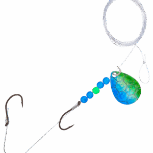 Bass Pro Shops XPS Hex Foil Walleye Spinner Harness Rig 2-Pack - Blue/Green Hex Foil