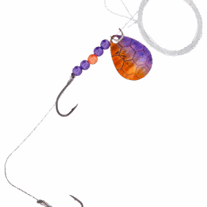 Bass Pro Shops XPS Hex Foil Walleye Spinner Harness Rig 2-Pack - Purple/Orange Hex Foil