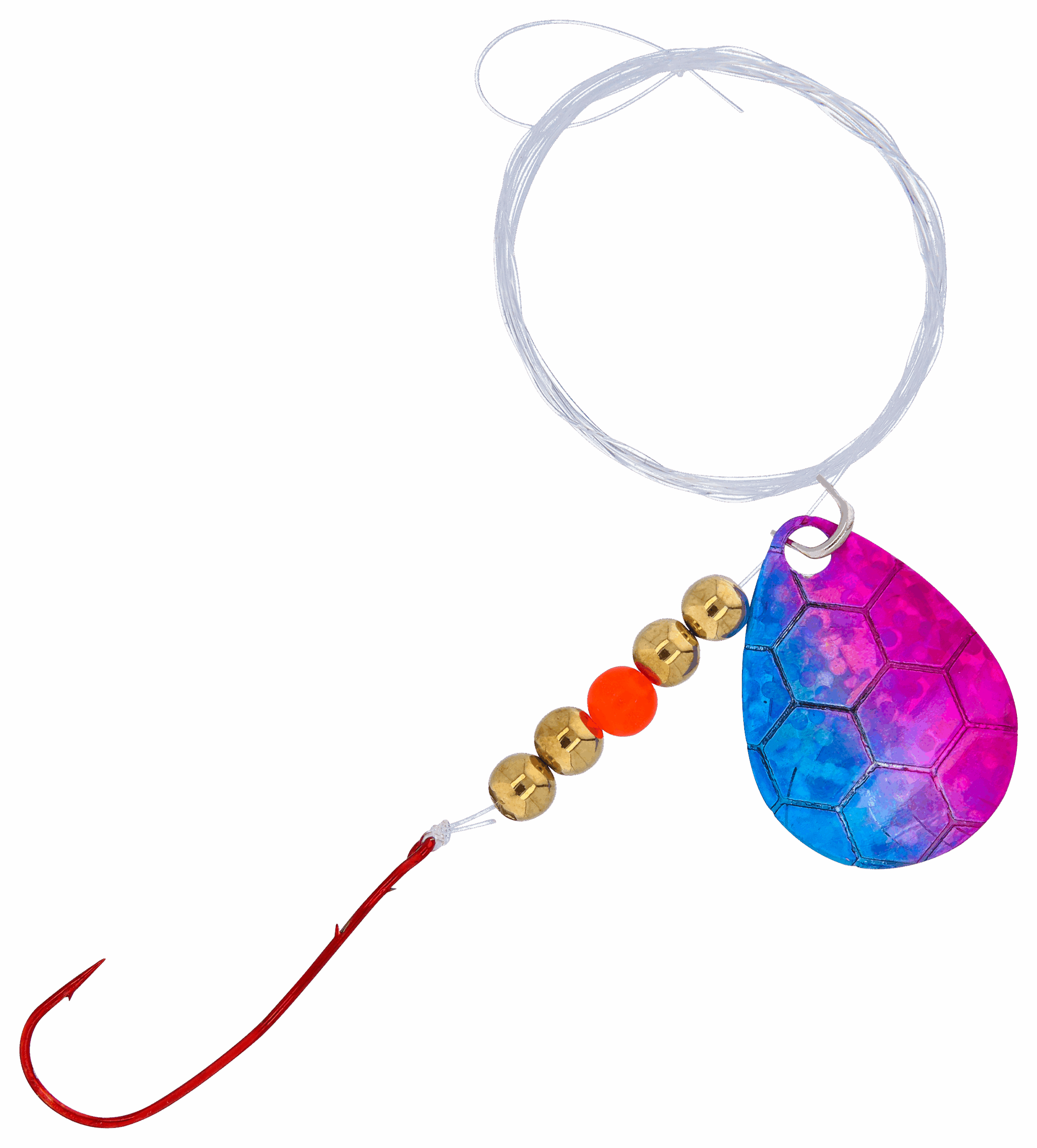 Bass Pro Shops XPS Slow Death Hex Foil Walleye Spinner Harness Rig 2-Pack - Blue/Pink Hex Foil