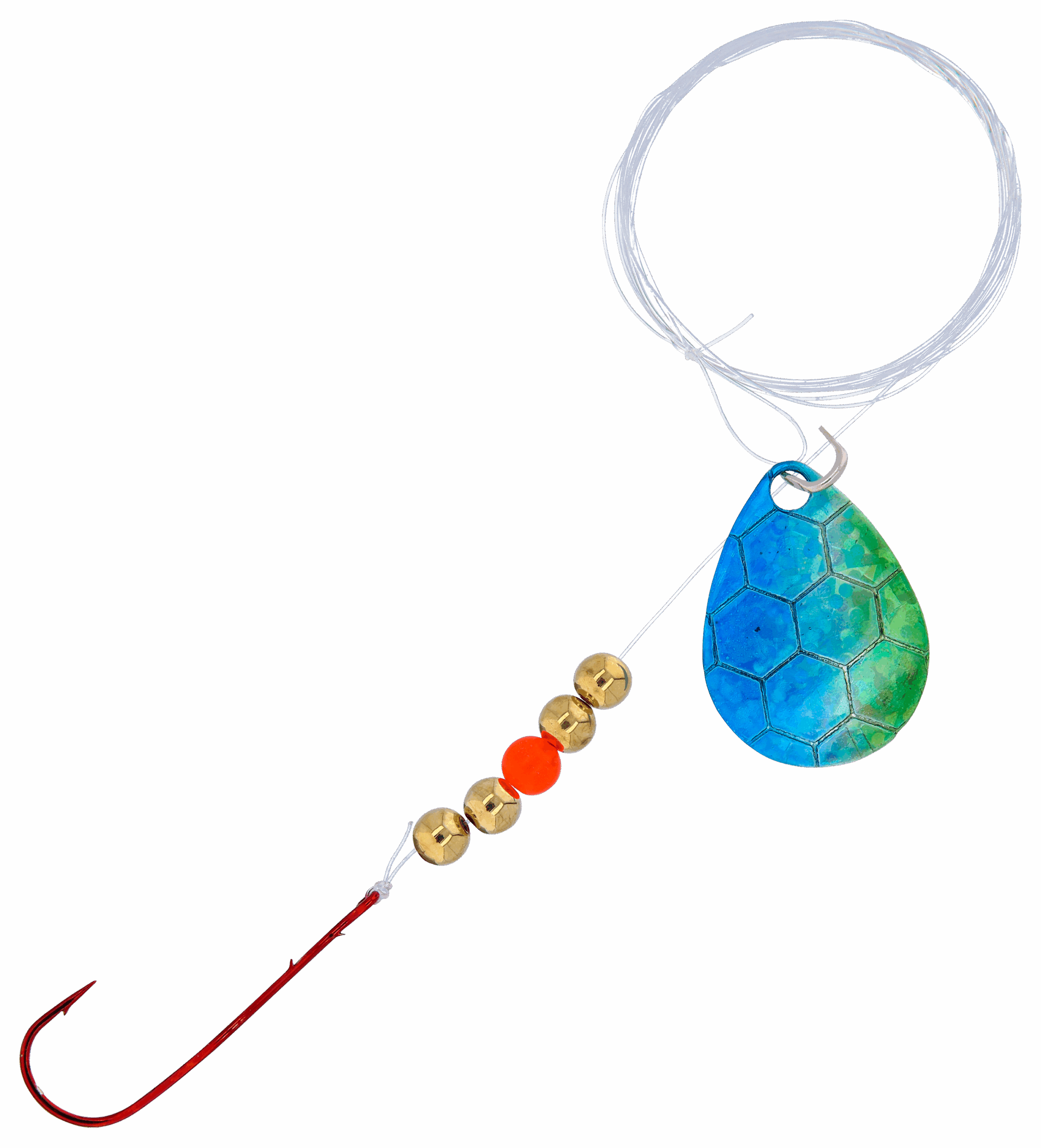 Bass Pro Shops XPS Slow Death Hex Foil Walleye Spinner Harness Rig 2-Pack - Blue/Green Hex Foil