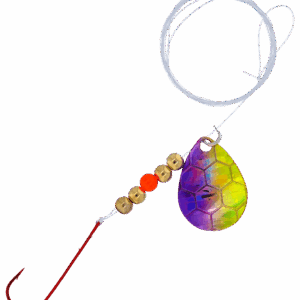 Bass Pro Shops XPS Slow Death Hex Foil Walleye Spinner Harness Rig 2-Pack - Purple/Chartreuse Hex Foil