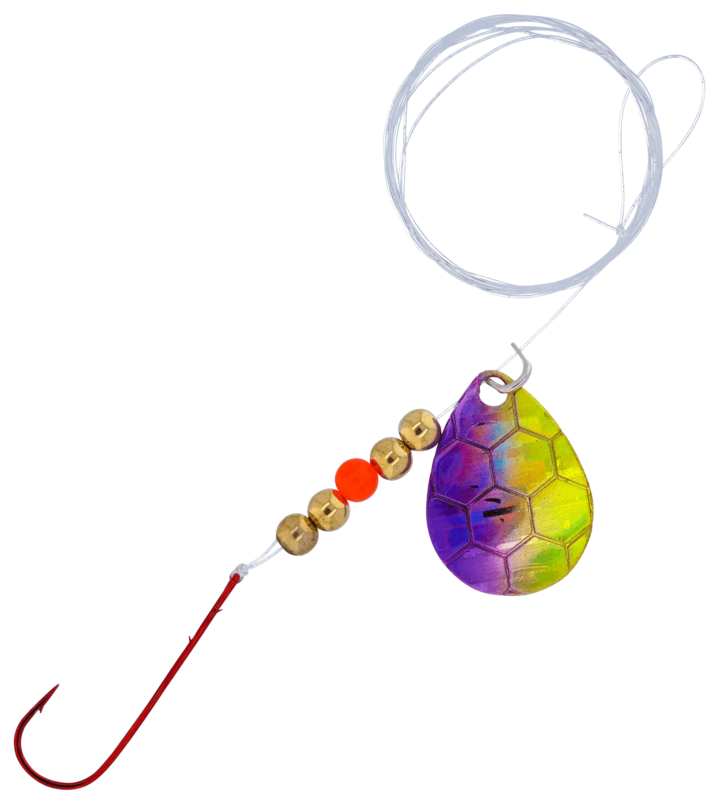 Bass Pro Shops XPS Slow Death Hex Foil Walleye Spinner Harness Rig 2-Pack - Purple/Chartreuse Hex Foil