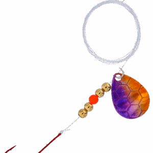 Bass Pro Shops XPS Slow Death Hex Foil Walleye Spinner Harness Rig 2-Pack - Purple/Orange Hex Foil