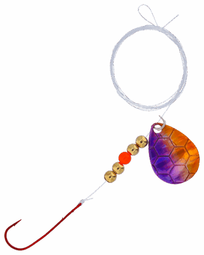 Bass Pro Shops XPS Slow Death Hex Foil Walleye Spinner Harness Rig 2-Pack - Purple/Orange Hex Foil