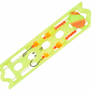 Bass Pro Shops Walleye Angler 2-Hook Floating Spinner Harness Rig 2-Pack - 36" - Chartreuse/Orange Scale