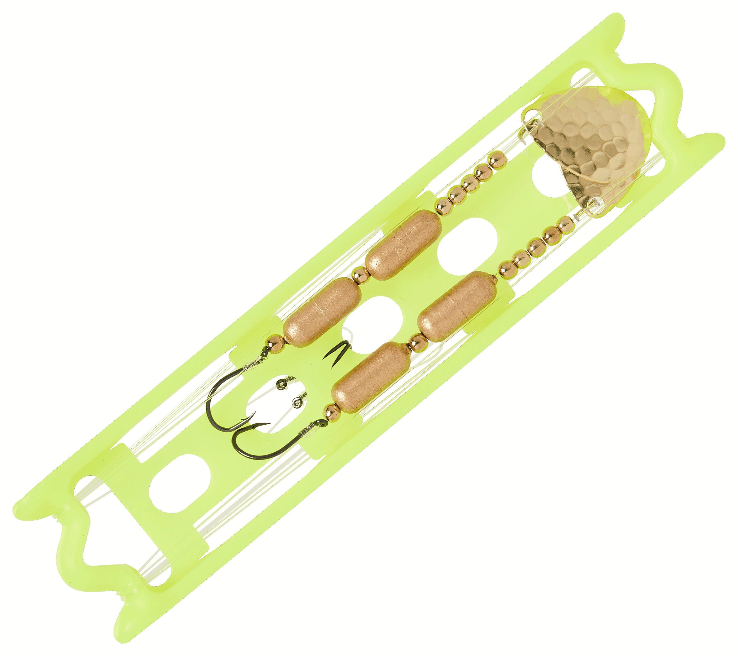 Bass Pro Shops Walleye Angler 2-Hook Floating Spinner Harness Rig 2-Pack - 36" - Hammered Brass